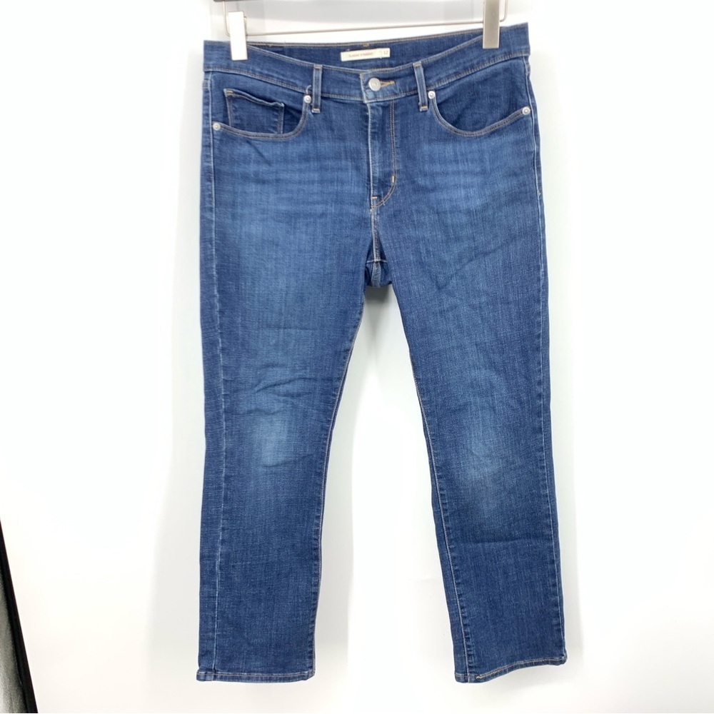 Levi’s Women Size 12 Jeans Dark Wash Pants Classic Straight‎ Cotton Stretch High
